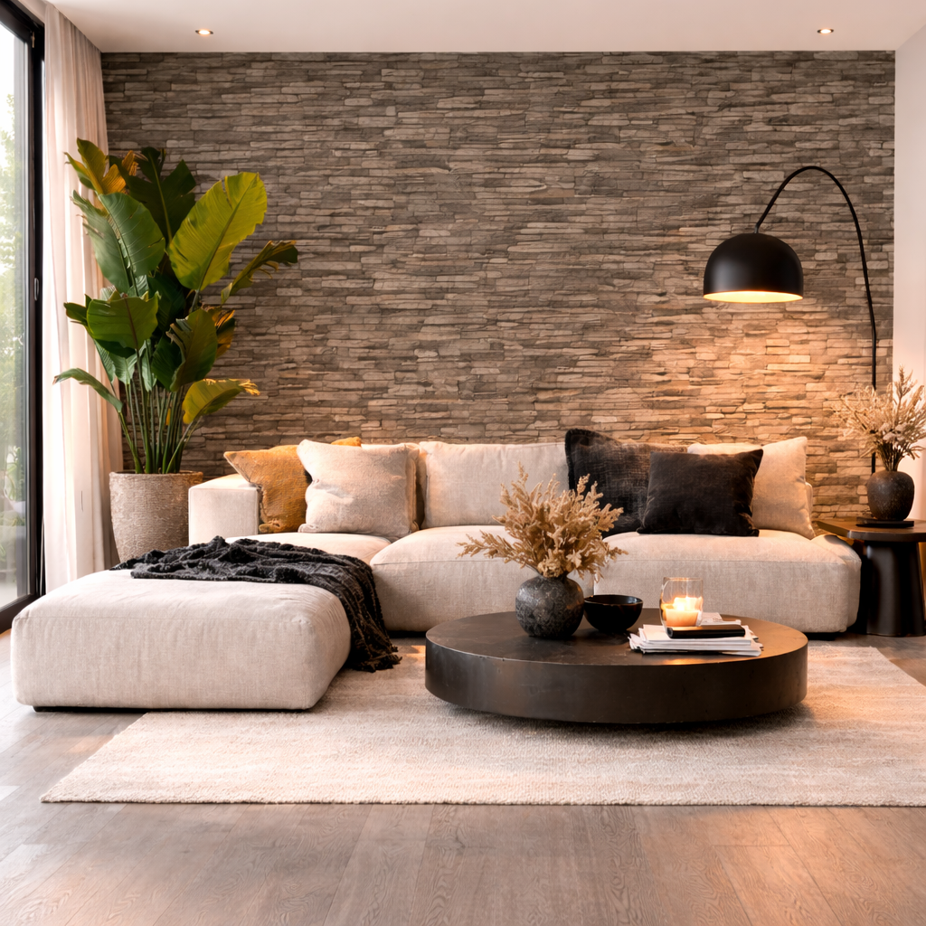 Tapete Klinker Wohnzimmer