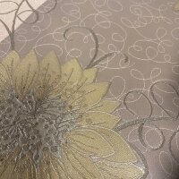 Vliestapete klassisch gestreift Blumen braun gold