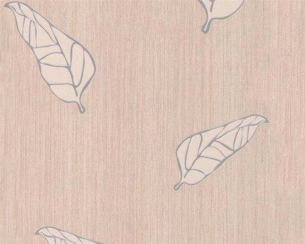 Vliestapete Blumen Blätter Design Beige Grau