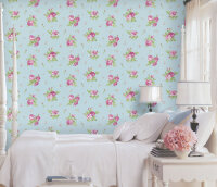 English Florals Landhaus Leimdruck Tapeten Blumen Floral