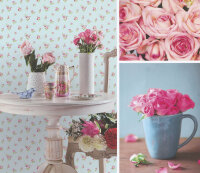 English Florals Landhaus Leimdruck Tapeten...