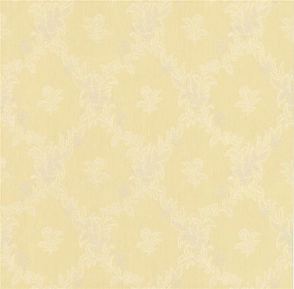 Schwere Satintapete 70 cm breit Ranken Barock Floral gelb