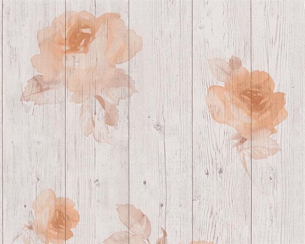 Vliestapete Design Vintage Holz Paneel Rosen