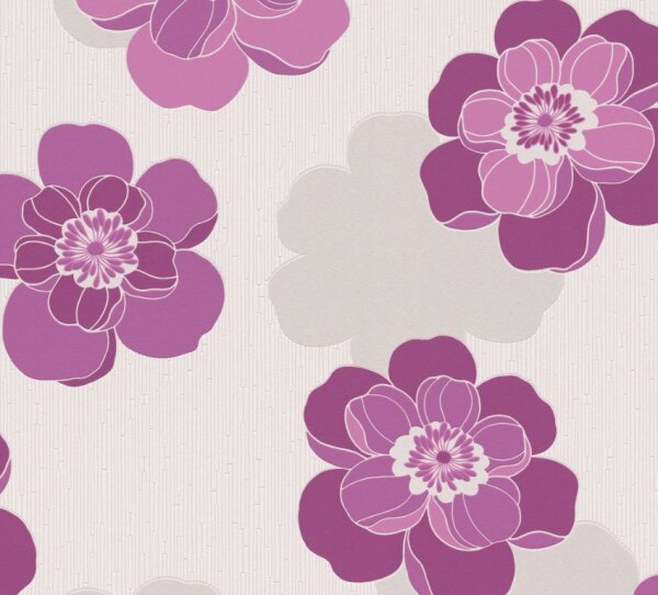 Vliestapete Mila Tapetenkollektion Floral Blumen  Modern Creme Violett