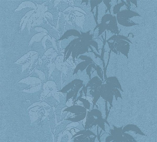 Vliestapeten Amory Ranken Blätter Floral blau