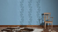 Vliestapeten Amory Ranken Blätter Floral blau