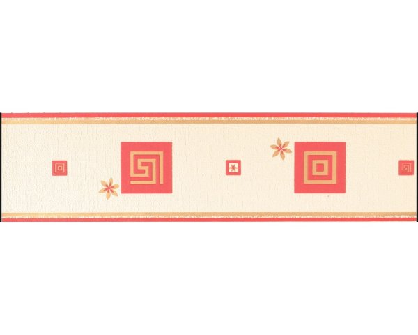 Bordüre Casamia Mäander floral rotbraun beige gold