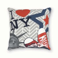 Les Aventures Kinderzimmer Kissen 45 x 45 cm I LOVE NY