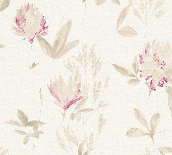 Designdschungel by Laura N. Vliestapete Glitter Blumen beige metallic lila