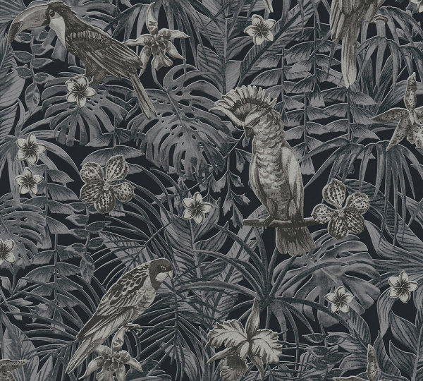 Tapete Dschungel Optik mit Palmenblättern