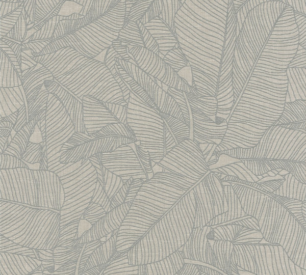 Vliestapete Linen Style Tapete mit Blätter