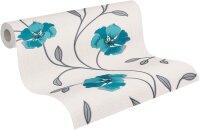 Strukturprofil Tapeten Blumen Beige Türkis Silber...