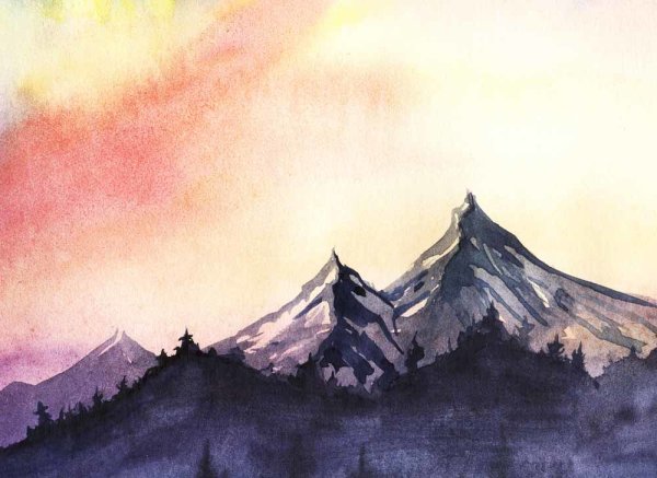 Fototapete 3,5 x 2,55 M. Mountain Paint 1