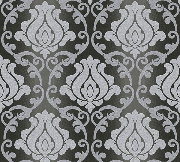 Tapete Jewel Kingston Barock schwarz silber grau glitzer