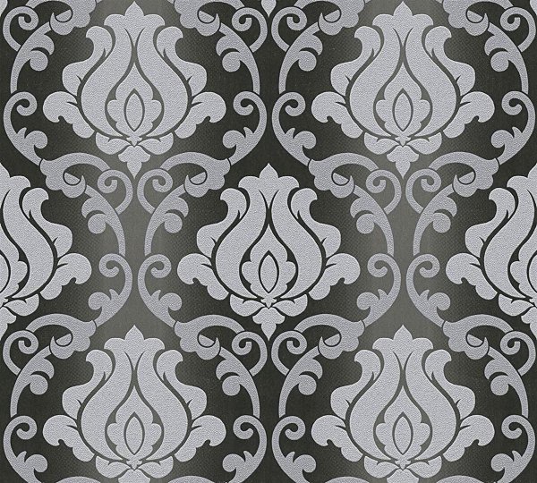 Tapete Jewel Kingston Barock schwarz silber grau glitzer