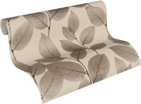 Vliestapete X-Ray Tapete Blätter beige braun metallic