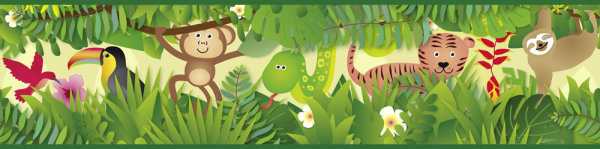 Selbstklebende Bordüre Lovely Kids Jungle Friends
