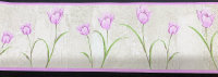 Borte Tapetenborte floral Blumen creme gr&uuml;n rosa