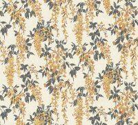 Vliestapete Blumen Floral beige orange schwarz 1,06 M. breit