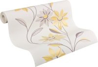 Vliestapete Blumen Ranken Design Kollektion OK 5 Beige Gelb Weiß