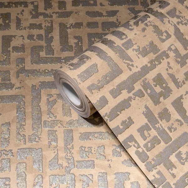 Vliestapete My Home My Spa geometrisch beige braun silber gold