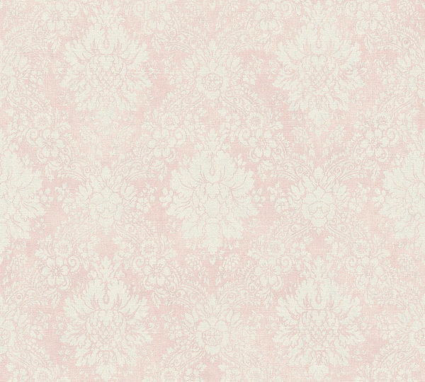 Vliestapete Barocktapete Ornament Damast rosa weiß