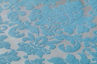 Vliestapete Barocktapete Ornament Damast silber blau