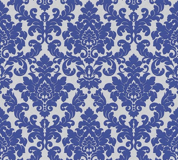 Vliestapete Barocktapete Ornament Damast silber blau