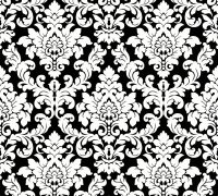 Vliestapete Barocktapete Ornament Damast  weiß schwarz