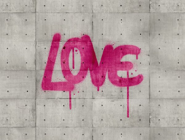 Fototapete Graffiti Betonwand Loftoptik Grau Pink 2,8 x 3,71 M.