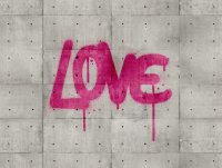 Fototapete Graffiti Betonwand Loftoptik Grau Pink 2,8 x 3,71 M.
