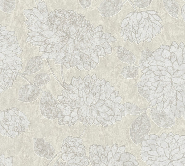 Tapete Attractive Floral grau beige silber