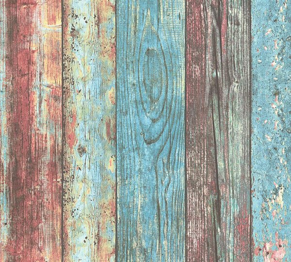 Selbstklebendes Panel 2,50 m x 0,52 m Holz Vintage bunt