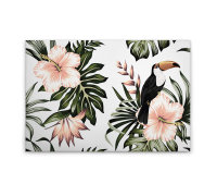 Leinwandbild Toucan1 Blumen 90cm x 60 cm