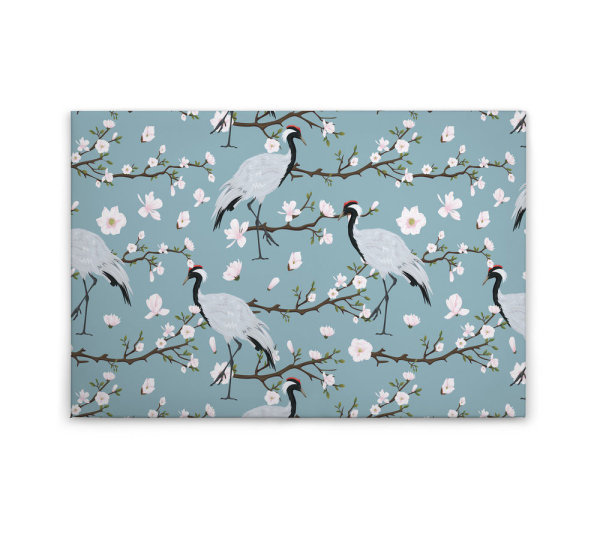 Leinwandbild JapaneseCranes Blumen 90cm x 60 cm