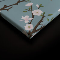 Leinwandbild JapaneseCranes Blumen 90cm x 60 cm
