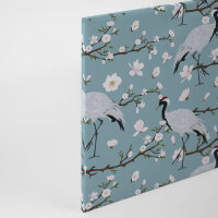 Leinwandbild JapaneseCranes Blumen 90cm x 60 cm