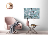 Leinwandbild JapaneseCranes Blumen 90cm x 60 cm
