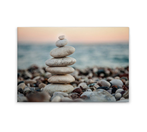 Leinwandbild StoneBeach1 Strand Meer 90cm x 60 cm