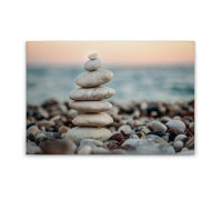Leinwandbild StoneBeach1 Strand Meer 90cm x 60 cm