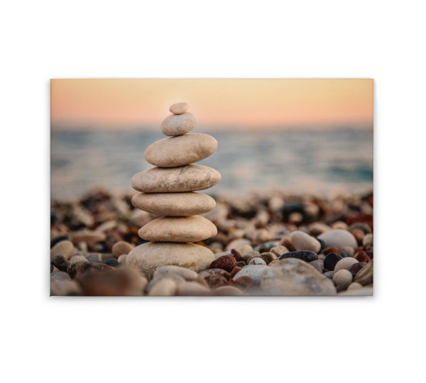 Leinwandbild StoneBeach2 Strand Meer 90cm x 60 cm