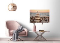 Leinwandbild StoneBeach2 Strand Meer 90cm x 60 cm