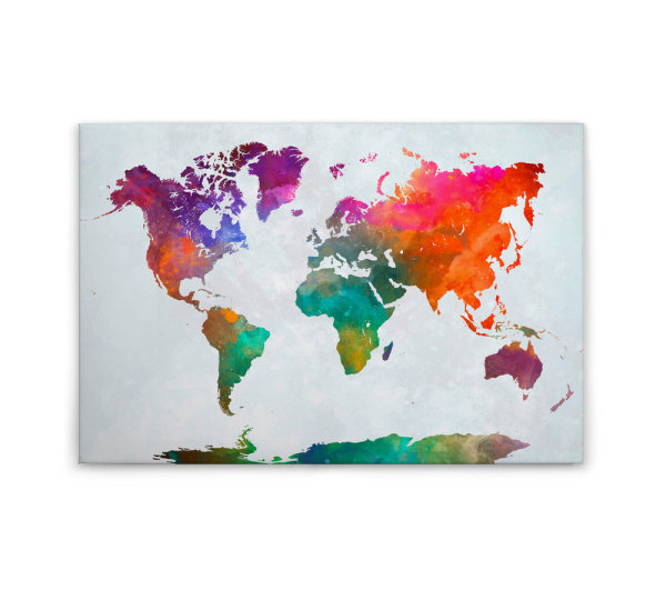 Leinwandbild GlobalMap Weltkarte 90cm x 60 cm