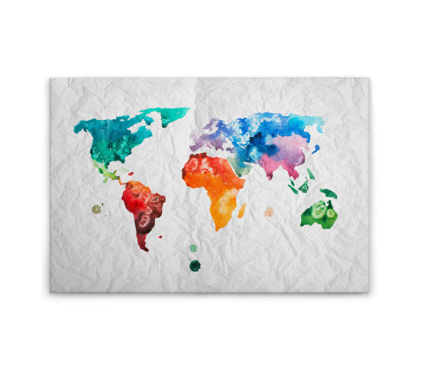 Leinwandbild ColourfulWorld2 Weltkarte 90cm x 60 cm