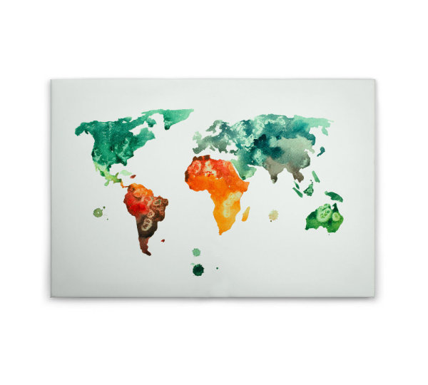 Leinwandbild ColourfulWorld3 Weltkarte 90cm x 60 cm