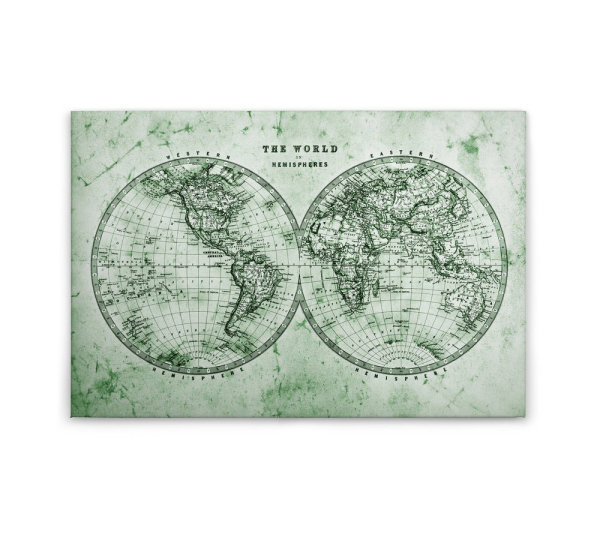 Leinwandbild Hemispheres2 Weltkarte 90cm x 60 cm