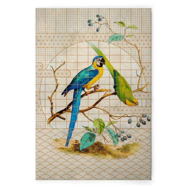 Leinwandbild voliere3 Tiere 90cm x 60 cm