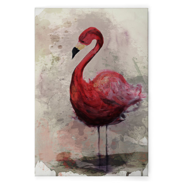 Leinwandbild Flamingo Kunst 90cm x 60 cm