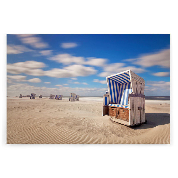Leinwandbild Strandkorb Strand 90cm x 60 cm