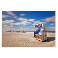 Leinwandbild Strandkorb Strand 120cm x 80 cm
